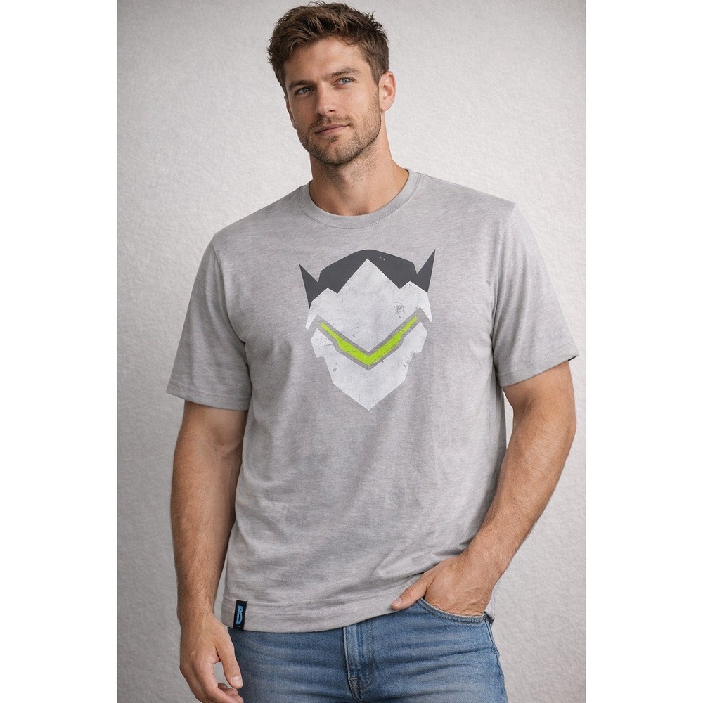 Blizzard Overwatch Genji Graphic T-Shirt Mens 2XL Gray Short Sleeve‎ Gaming Tee